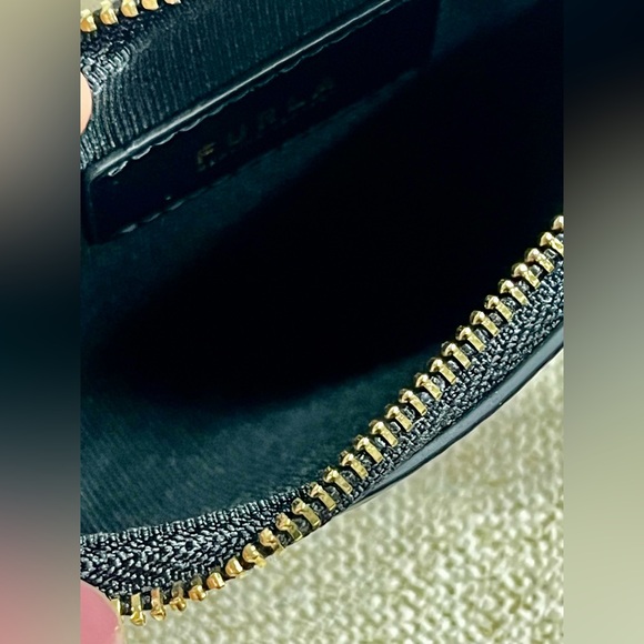 Furla Luna M Textured Black Leather Pouch - Picture 10 of 12